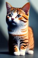 ritratto di un' bellissimo arancia gatto su un' grigio sfondo. avvicinamento. ai generato foto