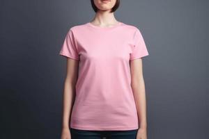 rosa maglietta modello femmina. creare ai foto