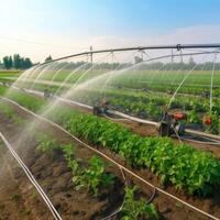 irrigazione sistema nel funzionale irrigazione di agricolo impianti illustrazione ai generativo foto