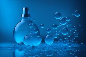 acqua bolle su un' blu sfondo, gocce di acqua, ai generato foto