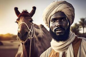 Locale emirati uomo. beduino a partire dal unito arabo emirati. neurale Rete ai generato foto