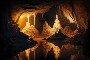 Visualizza dentro il grotta, bellissimo scenario. neurale Rete ai generato foto