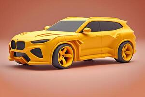 giallo suv auto crossover design nel giallo colore. neurale Rete ai generato foto