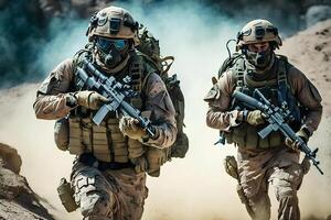 noi esercito speciale forze gruppo soldato. neurale Rete ai generato foto