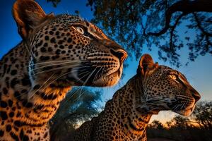 leopardi nel il selvaggio. neurale Rete ai generato foto