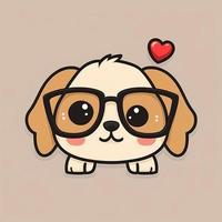 kawaii carino contento cane indossare occhiali da sole foto