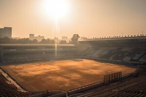 pomeriggio calcio stadio. ai generato foto