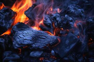raggiante brace a partire dal ardente carbone sfondo struttura creato con generativo ai tecnologia. foto