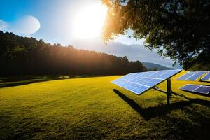 tecnologia solare cellula, alternativa fonte di elettricità. concetto di sostenibile risorse e rinnovabile energia. generativo ai. foto