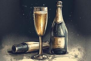 Champagne illustrazione. ai generato foto