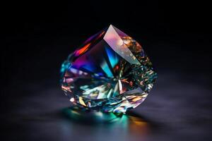 colorato cristallo pietra preziosa avvicinamento su iridescente sfondo ai generato foto