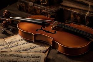 violino musica e foglio musica. ai generato foto