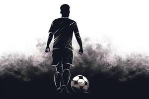 mano disegnato calcio silhouette di un' calcio giocatore. ai generato foto