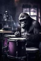 tiro di gorilla roccia gruppo musicale alto qualità Immagine generativo ai foto