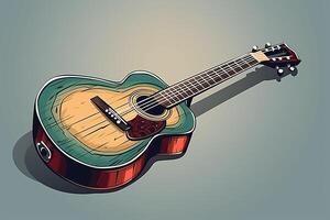 Immagine di classico chitarra cartone animato stile generativo ai foto