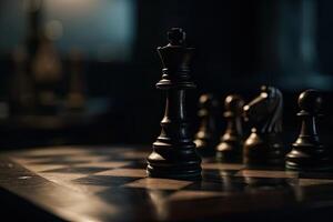 scacchi pezzi su scacchiera, buio sfondo. generativo ai foto