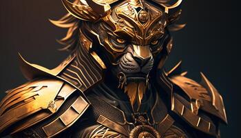 d'oro tigre guerriero, digitale arte illustrazione, generativo ai foto