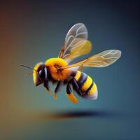 miele ape volare nel il giardino con fiore e nettare ai generativo foto