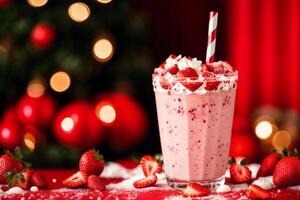 un' bicchiere di frappè con frustato crema e more.fragola frappè, lampone frappè. generativo ai foto