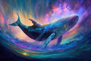 colorato olografico balena concetto disegno. generativo ai foto
