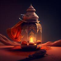 Ramadan kareem sfondo con Arabo lanterna. 3d rendering, ai generativo Immagine foto