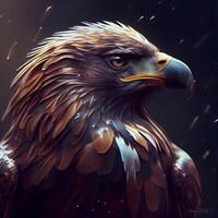 bellissimo aquila nel il scuro, digitale la pittura, 3d illustrazione, ai generativo Immagine foto