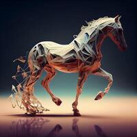 cavallo fatto di spiegazzato carta, 3d rendere illustrazione, ai generativo Immagine foto