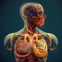 umano respiratorio sistema anatomia per medico concetto 3d illustrazione, ai generativo Immagine foto