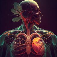 umano cuore anatomia per medico concetto 3d illustrazione disegno., ai generativo Immagine foto