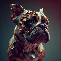 artistico ritratto di un' francese bulldog nel un' poligonale stile., ai generativo Immagine foto