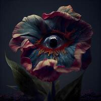 papavero fiore su un' buio sfondo. 3d rendering, 3d illustrazione, ai generativo Immagine foto