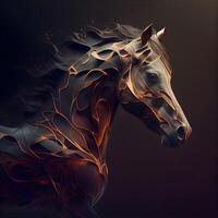 digitale illustrazione di un' cavallo testa con fluente criniera. arte disegno, ai generativo Immagine foto