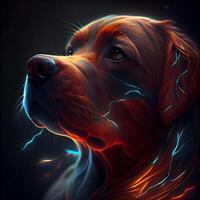 digitale illustrazione di un' labrador cane da riporto nel fuoco con fiamme, ai generativo Immagine foto