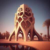 3d interpretazione di islamico architettura nel dubai, unito arabo emirati, ai generativo Immagine foto