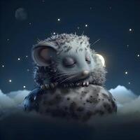 fantasia Immagine di un' topo nel il cielo con Luna e stelle, ai generativo Immagine foto