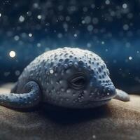 3d interpretazione di un' mostro nel il mare con stellato sfondo, ai generativo Immagine foto