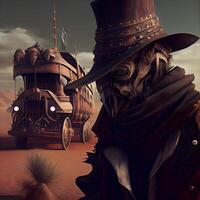 3d illustrazione di un' steampunk uomo indossare un' cappello e cappotto, ai generativo Immagine foto