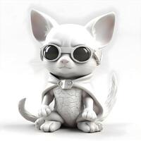 carino cartone animato gatto con occhiali da sole su bianca sfondo. 3d resa., ai generativo Immagine foto
