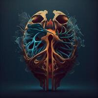 umano cuore anatomia. 3d illustrazione. anatomia di umano corpo., ai generativo Immagine foto