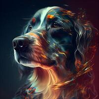 digitale pittura di un' cane con fuoco effetto su il occhi e naso., ai generativo Immagine foto