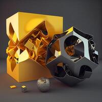 astratto 3d geometrico composizione. minimo geometrico sfondo. 3d rendere illustrazione, ai generativo Immagine foto