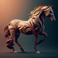 3d interpretazione di un' cavallo nel il modulo di un' criniera, ai generativo Immagine foto