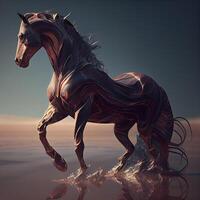 cavallo nel il deserto. 3d rendere, 3d illustrazione, ai generativo Immagine foto