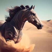cavallo nel il sahara deserto, Marocco, Africa. Vintage ▾ filtro., ai generativo Immagine foto