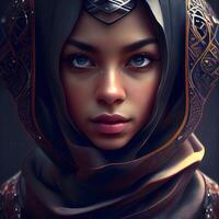 ritratto di un' bellissimo Arabo donna. 3d rendering, ai generativo Immagine foto