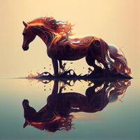 cavallo nel il acqua con riflessione. 3d rendere illustrazione., ai generativo Immagine foto