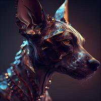 digitale illustrazione di un' futuristico doberman cane ritratto, ai generativo Immagine foto