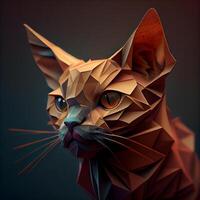 ritratto di un' gatto fatto di carta. 3d illustrazione., ai generativo Immagine foto