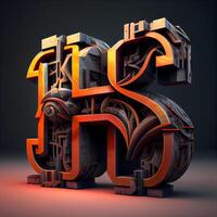 meccanico alfabeto fatto a partire dal metallo e plastica. 3d resa., ai generativo Immagine foto