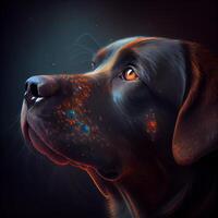 digitale illustrazione di un' labrador cane da riporto con fuoco nel il occhi foto